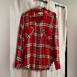 Lucky Brand Red Plaid Button Down Shirt